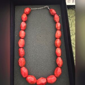 Elegant Red Coral Beaded Necklace